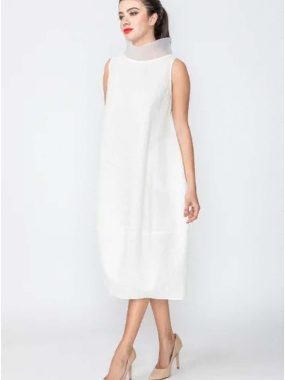 IC COLLECTION Purple Sleeveless High-Collar Midi Dress